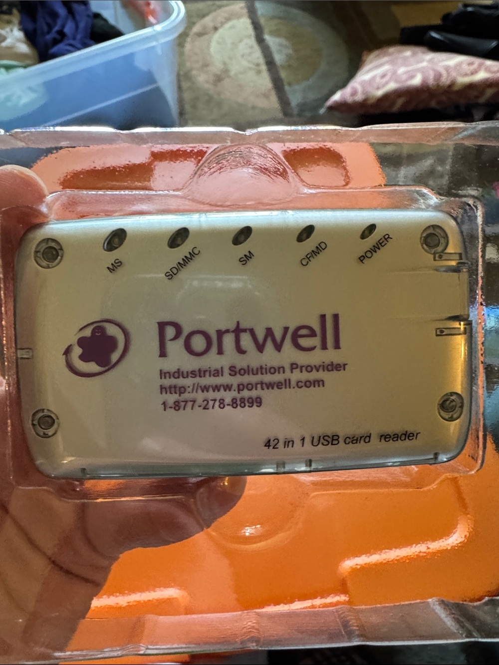 Portwell 42-in-1 USB Card Reader in White with Purple Logo